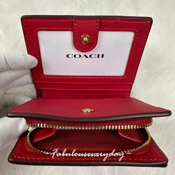 Coach Snap Wallet In Leather/Gold/True Red C2862 NWT - Picture 5 of 6